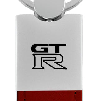 Nissan GTR Duo Leather / Chrome Key Fob - Burgundy