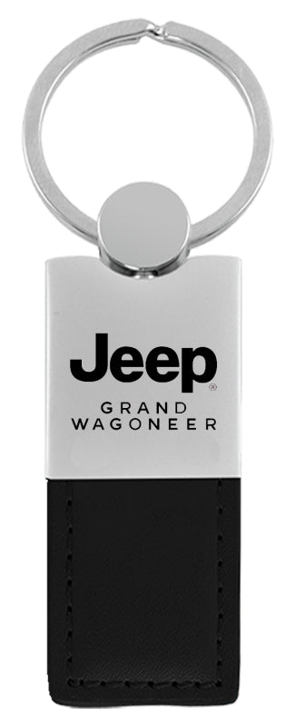 Jeep Grand Wagoneer Duo Leather / Chrome Key Fob - Black