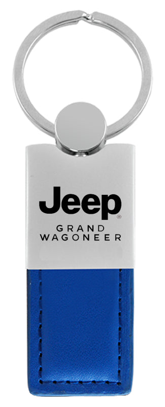 Jeep Grand Wagoneer Duo Leather / Chrome Key Fob - Blue