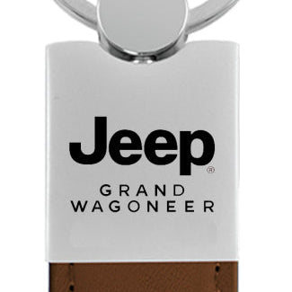 Jeep Grand Wagoneer Duo Leather / Chrome Key Fob - Brown