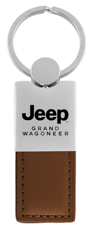 Jeep Grand Wagoneer Duo Leather / Chrome Key Fob - Brown