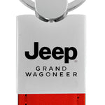 Jeep Grand Wagoneer Duo Leather / Chrome Key Fob - Red