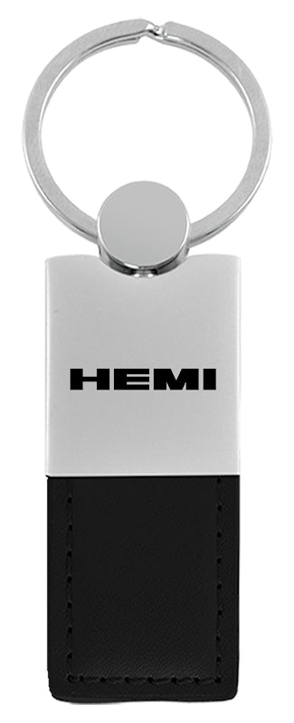 Mopar Hemi Duo Leather / Chrome Key Fob - Black