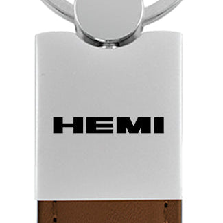 Mopar Hemi Duo Leather / Chrome Key Fob - Brown