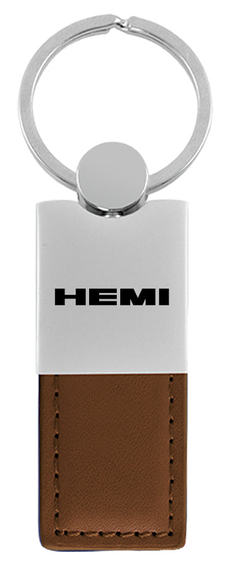 Mopar Hemi Duo Leather / Chrome Key Fob - Brown