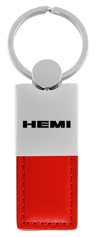 Mopar Hemi Duo Leather / Chrome Key Fob - Red