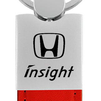 Honda Insight Duo Leather / Chrome Key Fob - Red