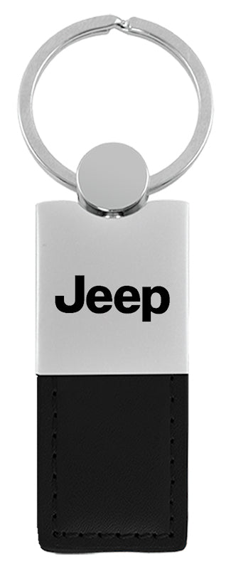 Jeep Duo Leather / Chrome Key Fob - Black