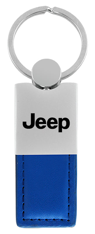 Jeep Duo Leather / Chrome Key Fob - Blue