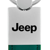 Jeep Duo Leather / Chrome Key Fob - Green