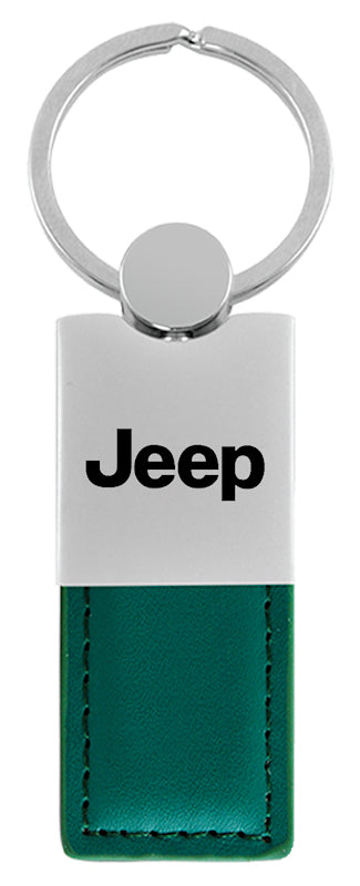 Jeep Duo Leather / Chrome Key Fob - Green