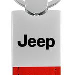 Jeep Duo Leather / Chrome Key Fob - Red