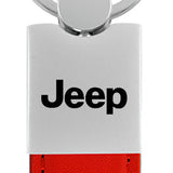 Jeep Duo Leather / Chrome Key Fob - Red