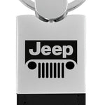 Jeep Grill Duo Leather / Chrome Key Fob - Black