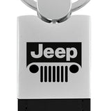 Jeep Grill Duo Leather / Chrome Key Fob - Black