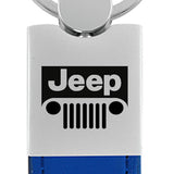 Jeep Grill Duo Leather / Chrome Key Fob - Blue