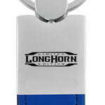 Ram Longhorn Limited Edition Duo Leather-Chrome Key Fob - Blue