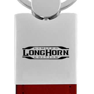 Ram Longhorn Limited Edition Duo Leather-Chrome Key Fob - Brgndy