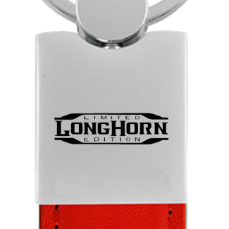 Ram Longhorn Limited Edition Duo Leather-Chrome Key Fob - Red