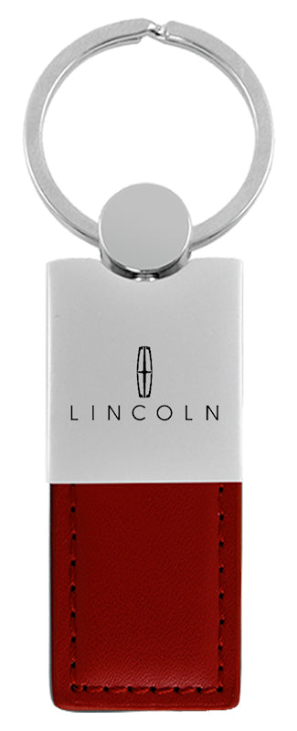 Lincoln Duo Leather / Chrome Key Fob - Burgundy