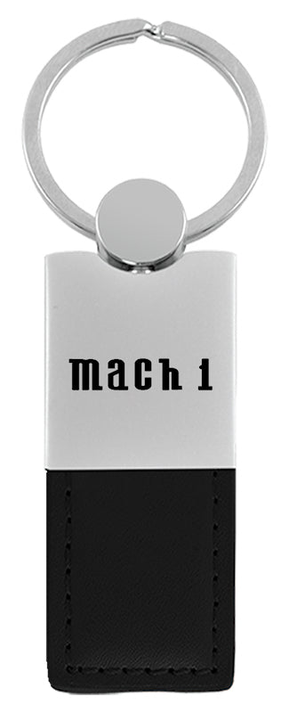 Ford Mach 1 Duo Leather / Chrome Key Fob - Black