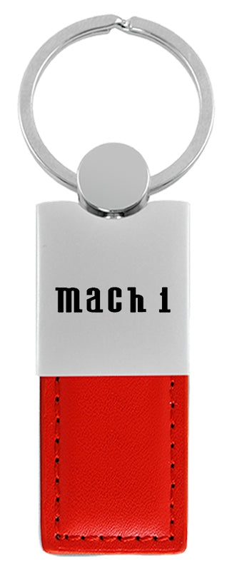 Ford Mach 1 Duo Leather / Chrome Key Fob - Red