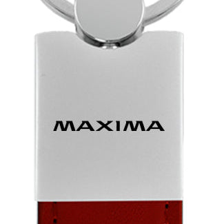 Nissan Maxima Duo Leather / Chrome Key Fob - Burgundy