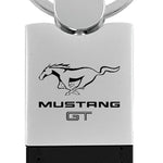 Mustang GT Duo Leather / Chrome Key Fob - Black