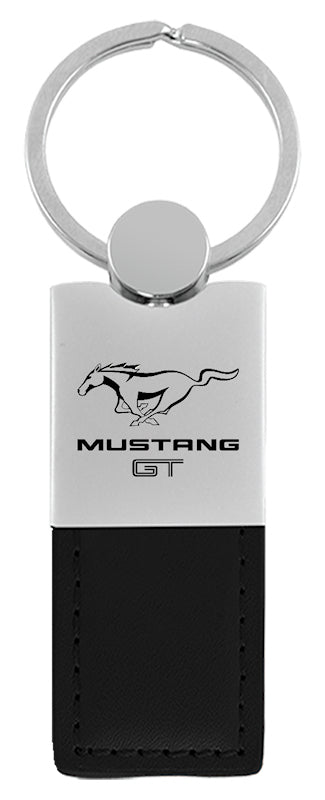 Mustang GT Duo Leather / Chrome Key Fob - Black