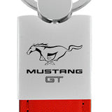 Mustang GT Duo Leather / Chrome Key Fob - Red