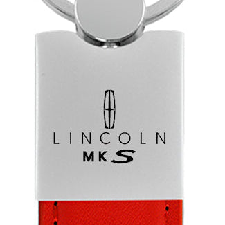 Lincoln MKS Duo Leather / Chrome Key Fob - Red