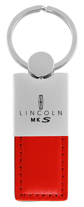 Lincoln MKS Duo Leather / Chrome Key Fob - Red