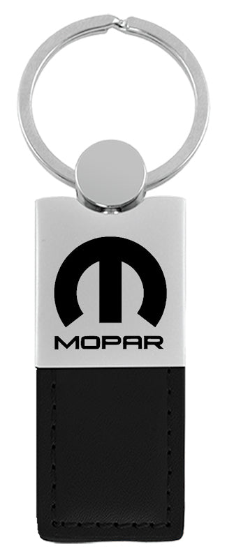 Mopar Duo Leather / Chrome Key Fob - Black