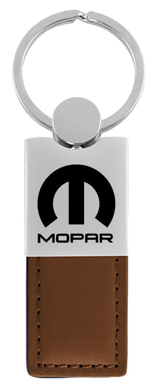 Mopar Duo Leather / Chrome Key Fob - Brown