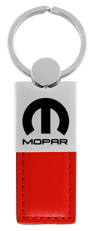 Mopar Duo Leather / Chrome Key Fob - Red