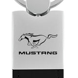 Mustang Duo Leather / Chrome Key Fob - Black