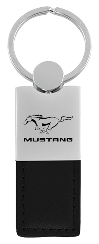 Mustang Duo Leather / Chrome Key Fob - Black