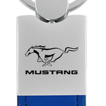 Mustang Duo Leather / Chrome Key Fob - Blue