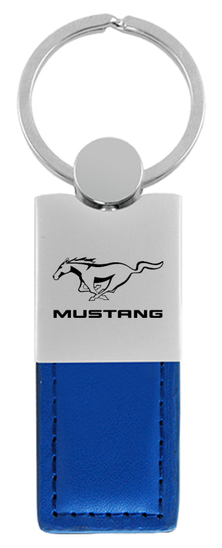 Mustang Duo Leather / Chrome Key Fob - Blue