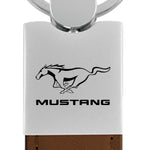 Mustang Duo Leather / Chrome Key Fob - Brown