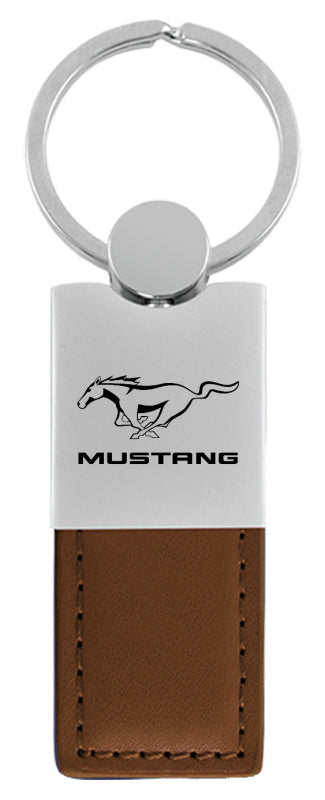 Mustang Duo Leather / Chrome Key Fob - Brown