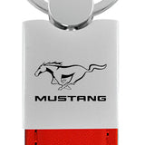 Mustang Duo Leather / Chrome Key Fob - Red