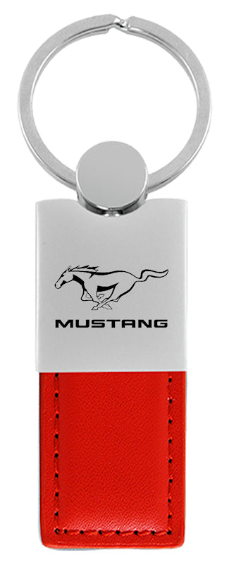 Mustang Duo Leather / Chrome Key Fob - Red