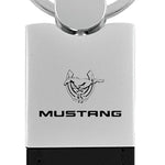 Mustang 45th Ann. Duo Leather / Chrome Key Fob - Black