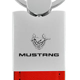 Mustang 45th Anniversary Duo Leather / Chrome Key Fob - Red