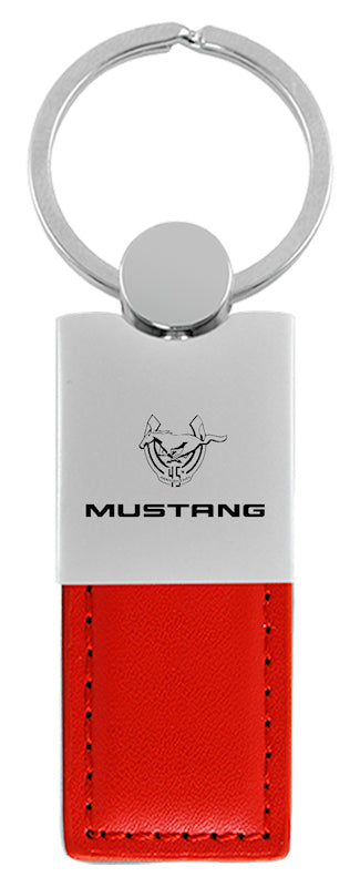 Mustang 45th Anniversary Duo Leather / Chrome Key Fob - Red