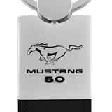 Mustang 5.0 Duo Leather / Chrome Key Fob - Black