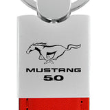 Mustang 5.0 Duo Leather / Chrome Key Fob - Red