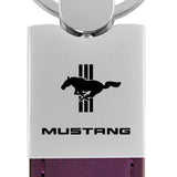 Mustang Tri-Bar Duo Leather / Chrome Key Fob - Purple