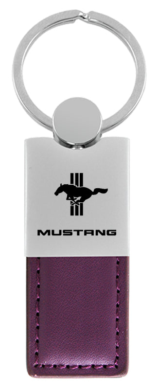 Mustang Tri-Bar Duo Leather / Chrome Key Fob - Purple